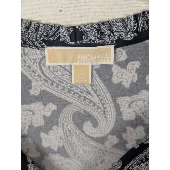 Michael Kors Paisley Print Sleeveless Dress Navy Blue Women's Size 2X - Picture 6 of 10